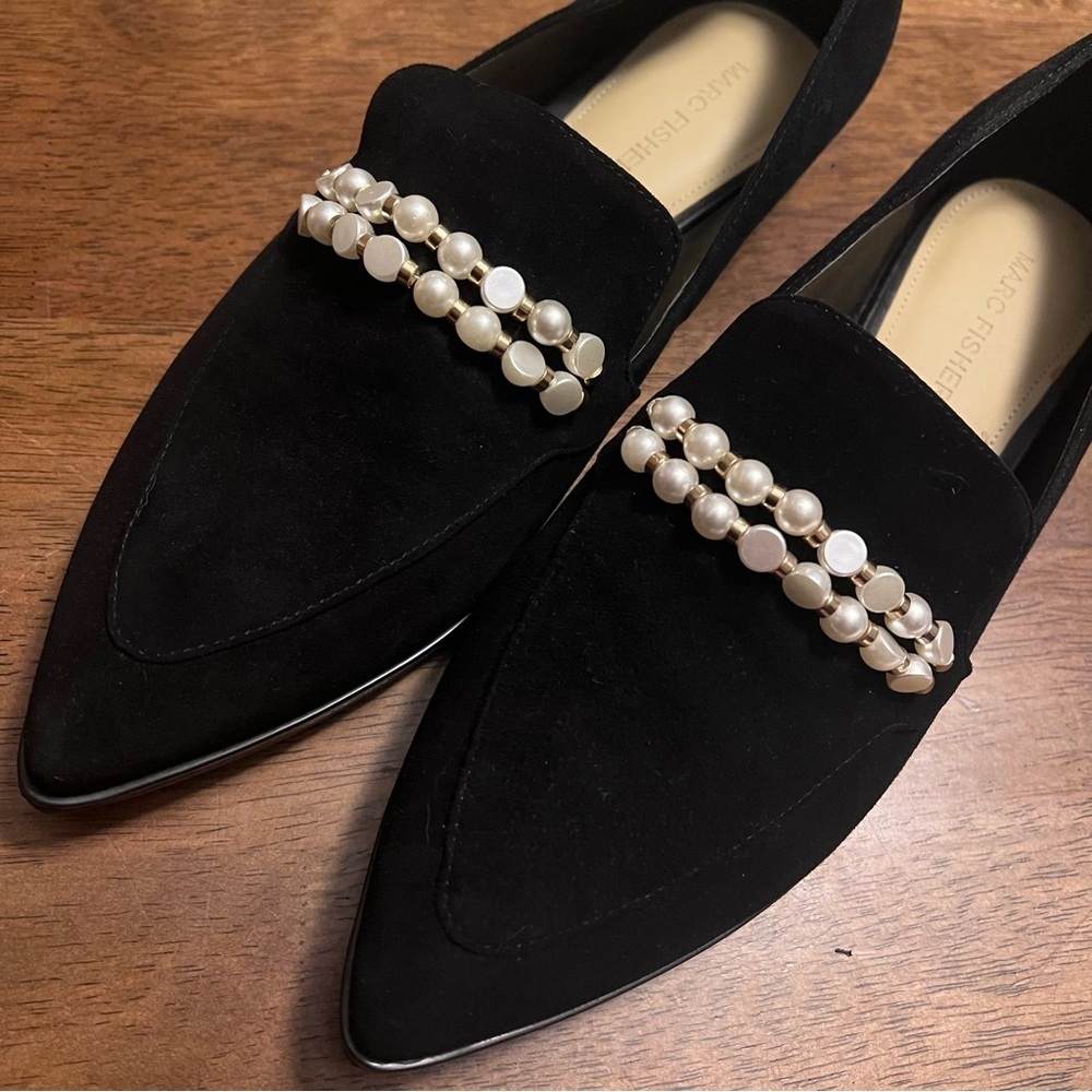 Marc Fisher Kneel Velvet Faux Pearl Point Loafer 7.5 - Picture 2 of 13